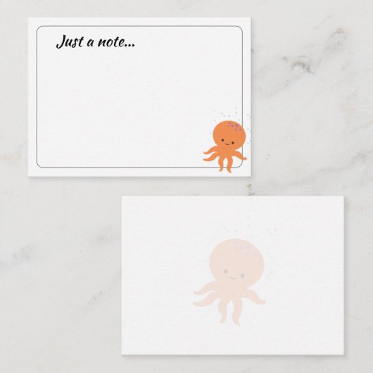 Cute Octopus Cartoon Custom Just a Note Notitiekaartje (Voorkant / Achterkant)