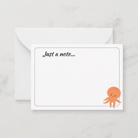 Cute Octopus Cartoon Custom Just a Note Notitiekaartje (Voorkant)