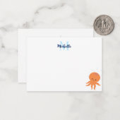 Cute Octopus Cartoon Custom Monogram Notitiekaartje (Voorkant / Achterkant in situ)
