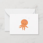 Cute Octopus Cartoon Custom Monogram Notitiekaartje (Achterkant)