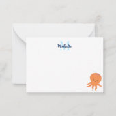 Cute Octopus Cartoon Custom Monogram Notitiekaartje (Voorkant)