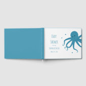 Cute Octopus Cartoon Heart Blue Baby shower Gastenboek (Volledig)