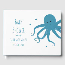 Cute Octopus Cartoon Heart Blue Baby shower