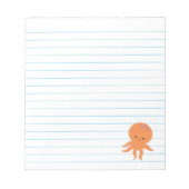 Cute Octopus Cartoon Light Blue Lines Custom  Notitieblok (Voorkant)