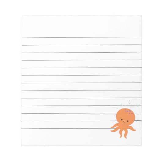 Cute Octopus Cartoon Lined Notitieblok (Voorkant)