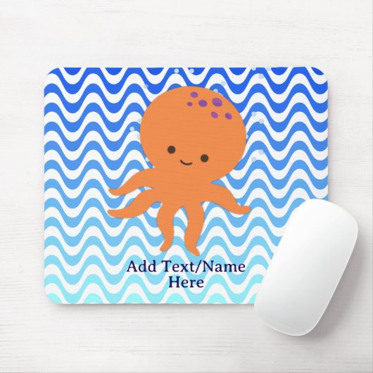 Cute Octopus Cartoon Muismat (Met muis)