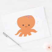 Cute Octopus Cartoon Ovale Sticker (Envelop)