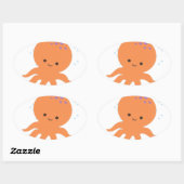 Cute Octopus Cartoon Ovale Sticker (Vel)
