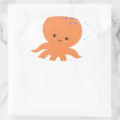 Cute Octopus Cartoon Ovale Sticker (Tas)