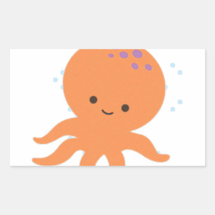 Cute Octopus Cartoon Rechthoekige Sticker