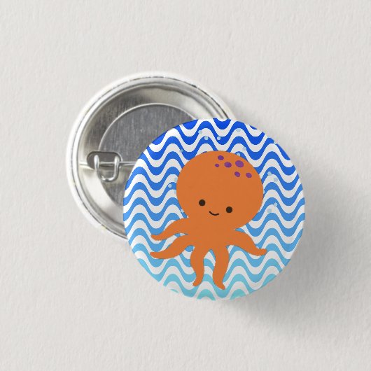 Cute Octopus Cartoon Ronde Button 3,2 Cm (Voorkant /achterkant)