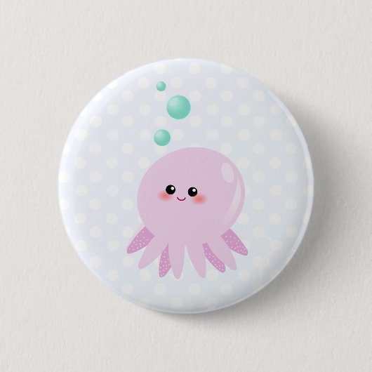 Cute octopus cartoon ronde button 5,7 cm (Voorkant)