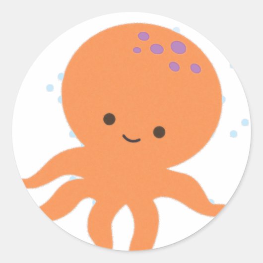 Cute Octopus Cartoon Ronde Sticker (Voorkant)