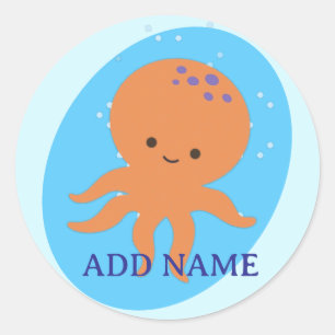 Cute Octopus Cartoon Ronde Sticker