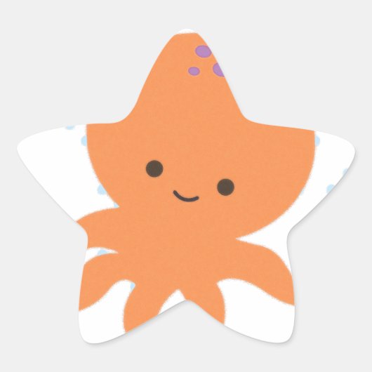 Cute Octopus Cartoon Ster Sticker (Voorkant)