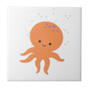 Cute Octopus Cartoon Tegeltje