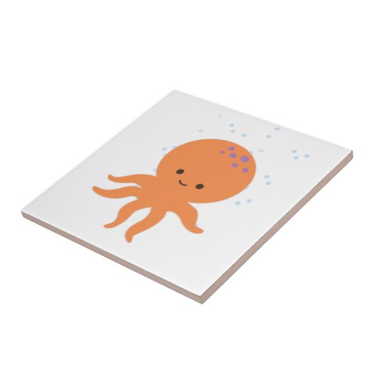 Cute Octopus Cartoon Tegeltje (Zijkant)