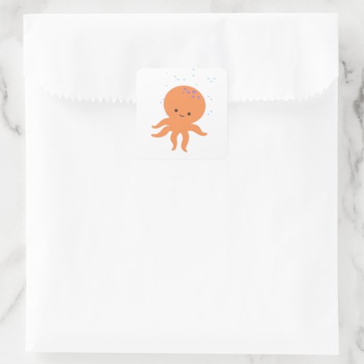 Cute Octopus Cartoon Vierkante Sticker (Tas)