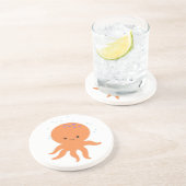 Cute Octopus Cartoon Zandsteen Onderzetter (Zijkant)