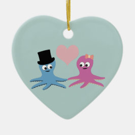 Cute Octopus Couple Keramisch Ornament
