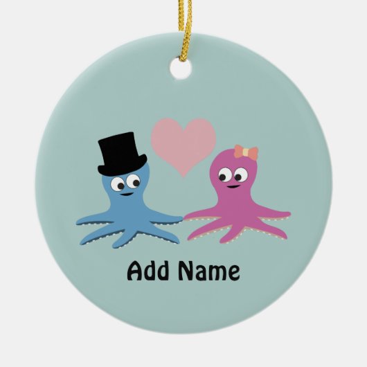 Cute Octopus Couple Keramisch Ornament (Voorkant)