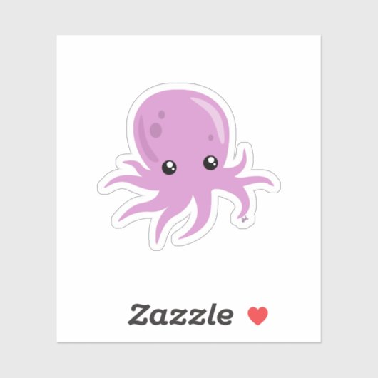 Cute Octopus Custom-Cut Vinyl Sticker (Vel)