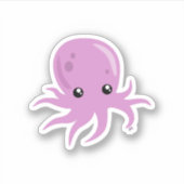 Cute Octopus Custom-Cut Vinyl Sticker (Voorkant)