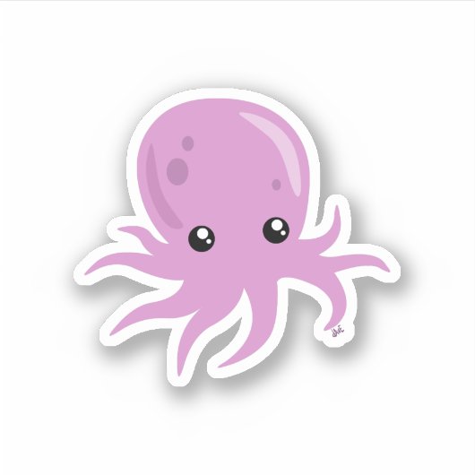 Cute Octopus Custom-Cut Vinyl Sticker (Voorkant)