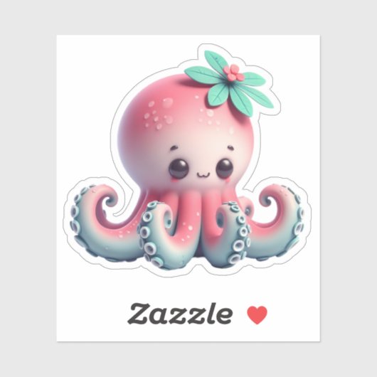 Cute Octopus Custom-Cut Vinyl Stickers (Vel)