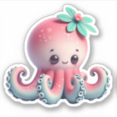 Cute Octopus Custom-Cut Vinyl Stickers (Voorkant)