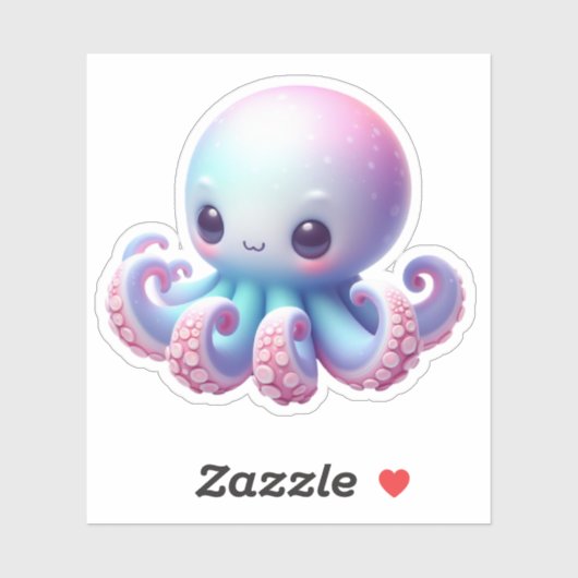 Cute Octopus Custom-Cut Vinyl Stickers (Vel)