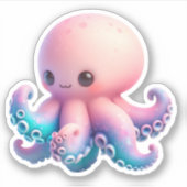 Cute Octopus Custom-Cut Vinyl Stickers (Voorkant)