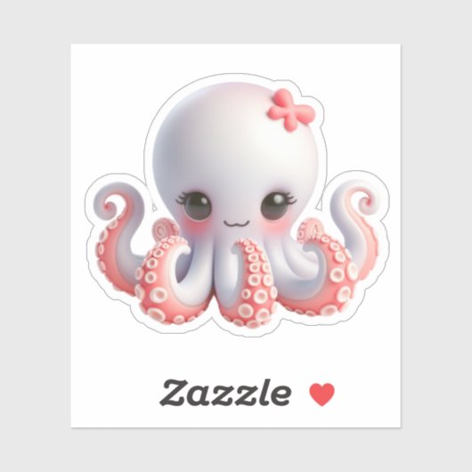 Cute Octopus Custom-Cut Vinyl Stickers (Vel)