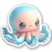 Cute Octopus Custom-Cut Vinyl Stickers (Voorkant)