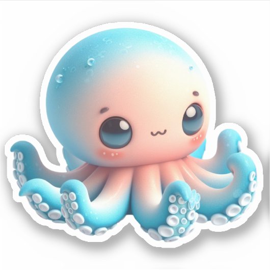 Cute Octopus Custom-Cut Vinyl Stickers (Voorkant)
