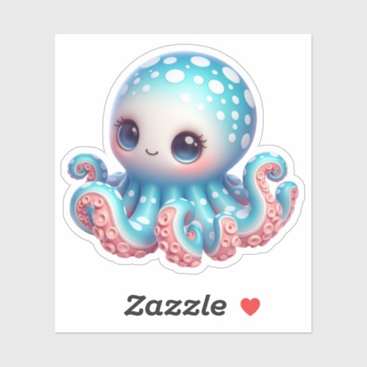 Cute Octopus Custom-Cut Vinyl Stickers (Vel)