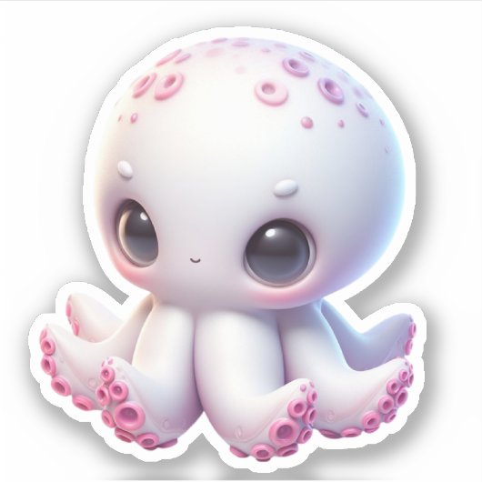 Cute Octopus Custom-Cut Vinyl Stickers (Voorkant)