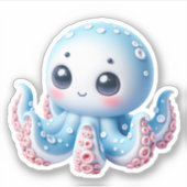Cute Octopus Custom-Cut Vinyl Stickers (Voorkant)