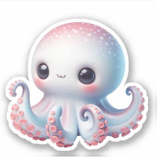 Cute Octopus Custom-Cut Vinyl Stickers (Voorkant)