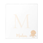 Cute Octopus Custom Name Initial  Notitieblok (Voorkant)