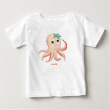 Cute Octopus Gepersonaliseerd Baby Name Top Tshirt