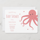Cute Octopus Hart Roze Horizontaal Baby shower Kaart (Voorkant)