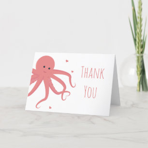Cute Octopus Hartroze Bedankkaart