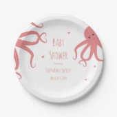 Cute Octopus Heart Pink Baby shower Papieren Bordje (Voorkant)
