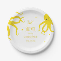 Cute Octopus Heart Yellow Baby shower Paper Bord