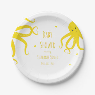 Cute Octopus Heart Yellow Baby shower Paper Bord