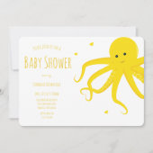 Cute Octopus Heart Yellow Horizontal Baby shower Kaart (Voorkant)