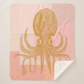 Cute Octopus Illustratie in roze en goud Sherpa Deken (Voorkant)