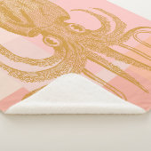 Cute Octopus Illustratie in roze en goud Sherpa Deken (3/4)