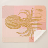 Cute Octopus Illustratie in roze en goud Sherpa Deken (Voorkant (horizontaal))